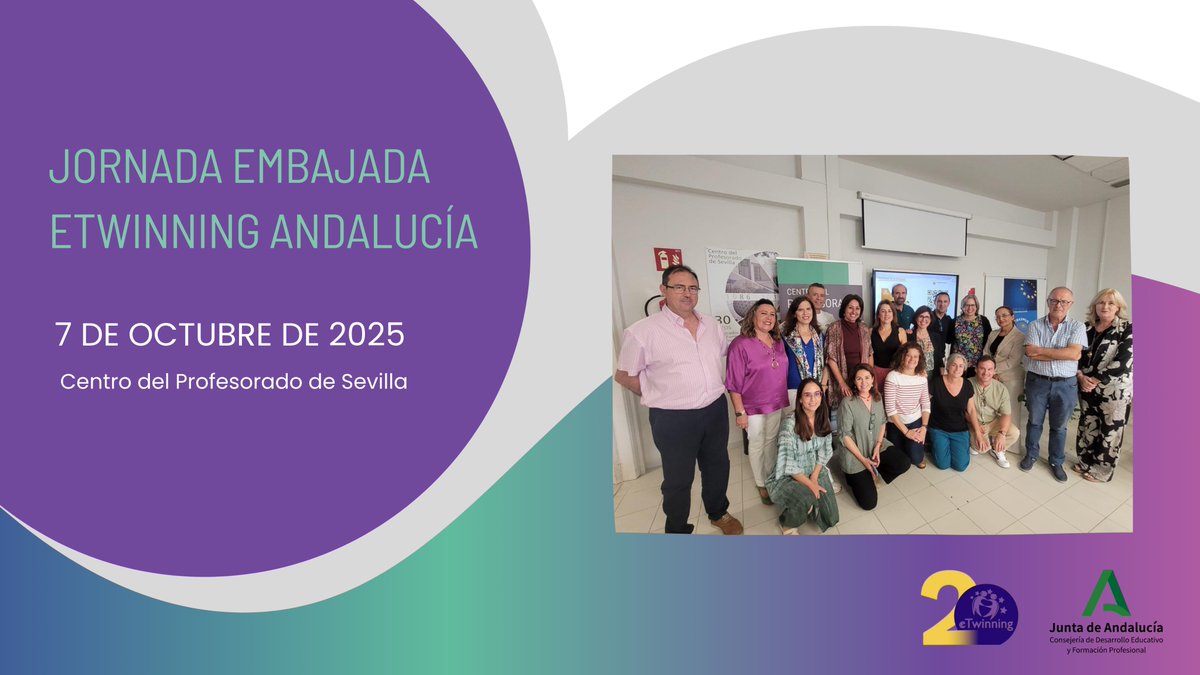 Reunión con la Embajada eTwinning andaluza. Compartimos experiencias y ejemplos de buenas prácticas en un clima de colaboración y entusiasmo, mostrando nuevas formas de enseñar con eTwinning.
lajunta.es/5z6j0
<a href="/EducaAnd/">Consejería Desarrollo Educativo y FP</a> 
<a href="/eTwinning_es/">eTwinning España</a> 
<a href="/eTwin_Andalucia/">eTwinning Andalucía</a> 
<a href="/CEPdeSevilla/">CEP de Sevilla</a>