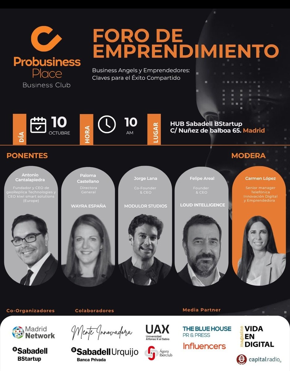 📣 Este viernes 10 de octubre daré la bienvenida al Foro de Emprendimiento: Business Angels y Emprendedores, organizado <a href="/MadridNetwork/">Madrid Network</a> y <a href="/ProBusinessPla1/">Club empresarial y de negocios</a>  💡#Talento #inversión #innovación #networking  impulsar el futuro del emprendimiento.
🕒 11:30 |📍  HUB Sabadell BStartup
