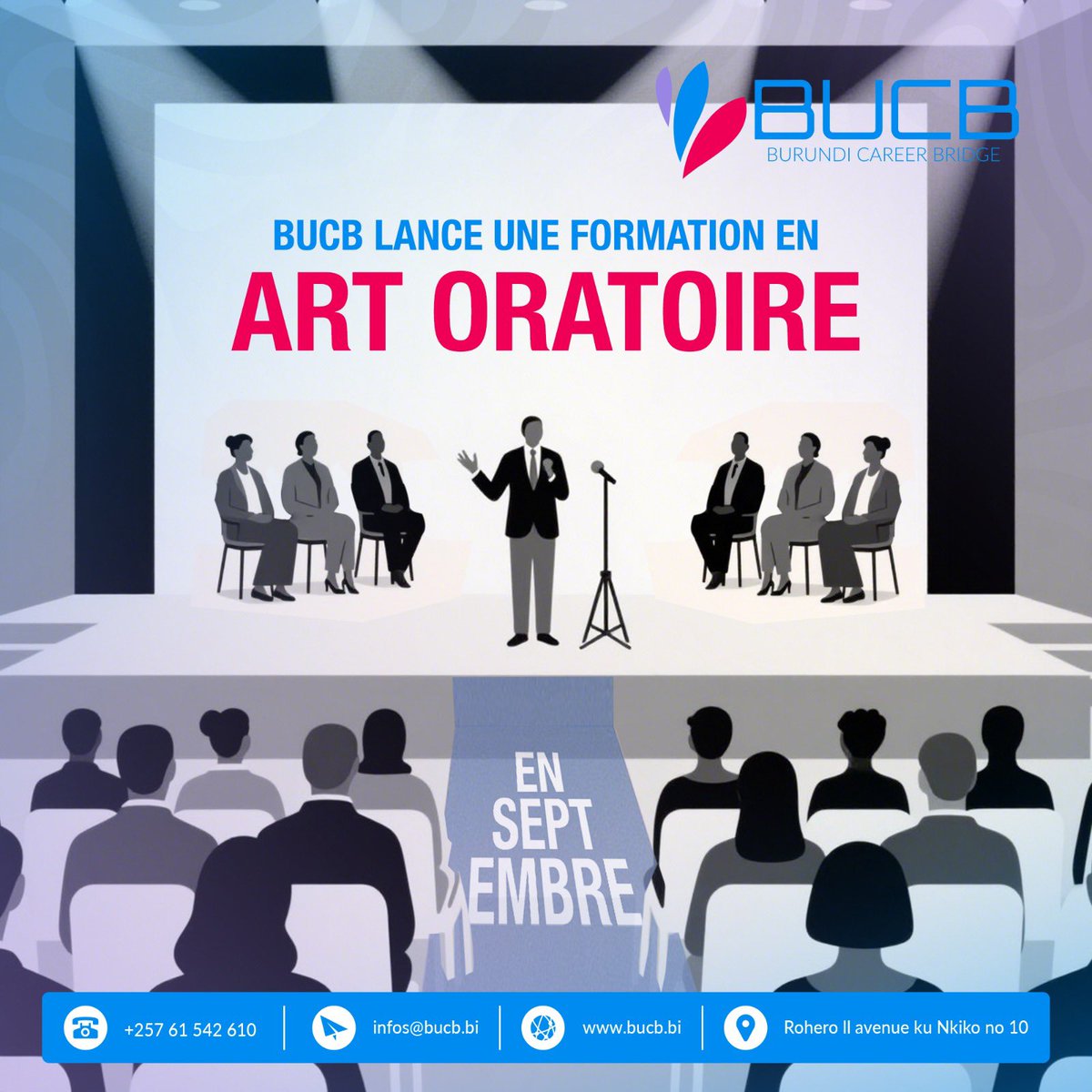 🗣️🗣️Prenez la parole et  inspirez le Monde 🌍 

 Rejoignez le programme intensif de Burundi Career Bridge et transformez votre voix en outil de leadership international. 📅 Début le 2 novembre Inscrivez-vous maintenant !
Formulaire d’inscription: docs.google.com/forms/d/e/1FAI…