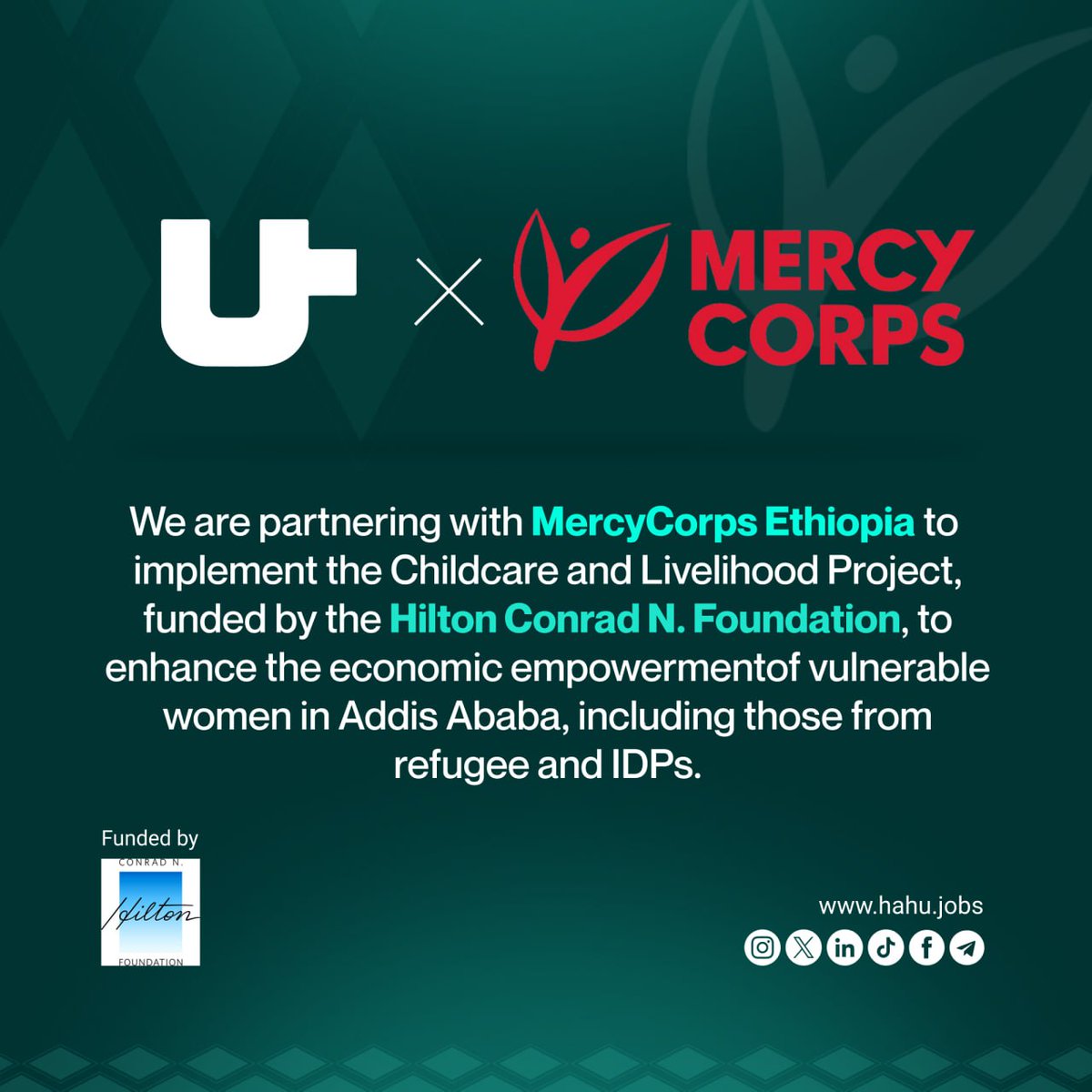 Thrilled to announce our new partnership with <a href="/Mercycorps_ET/">MercyCorps Ethiopia</a> Ethiopia on the "Childcare and Livelihood Project" to empower vulnerable women in Addis Ababa with job readiness and career enhancement training &amp; connect them to jobs via our digital platforms. 

 #Job #skill #empower