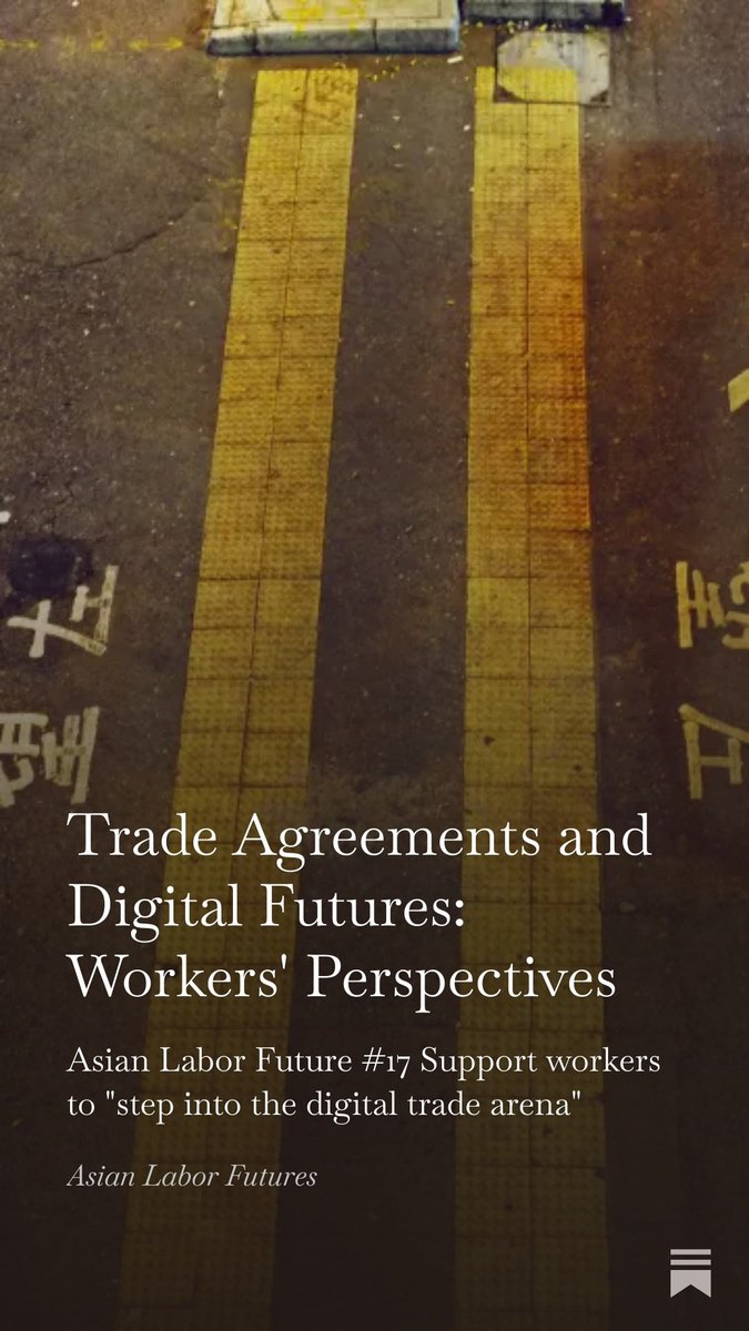 This is an invitation to those working in digital rights, tech policy, and trade justice.

If we’re serious about challenging digital trade regimes, we need to start where workers are building confidence and power. We got to meet workers where they are.

asianlaborfutures.substack.com/p/trade-agreem…