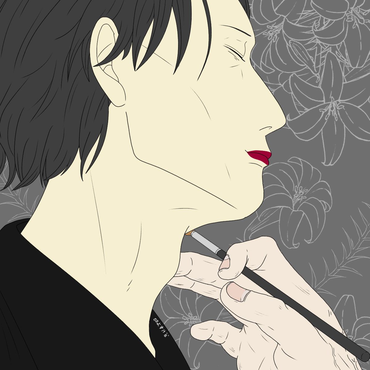 #見た人も無言で黒髪をあげる
#ぴよすけおじ様の個展