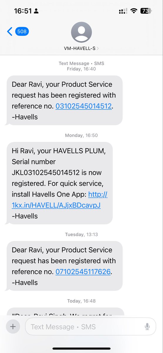 RajputTR7's tweet image. कितनी वाहियात सर्विस है @havellsindia की 120pc स्ट्रीट लाइट लेकर फस गया 
१ हफ्ते से टेक्निशियन ही नहीं आ पा रहा 
रोज नया सर्विस रिक्वेस्ट नया kkg कोड 
@HavellsCare360 @HavellsStudio @HavellsUK @ConsumerReports @nch1915 @jagograhakjago 
#Fraudhavells
#cheapservice