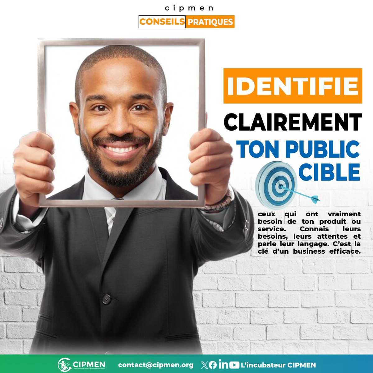 #conseilspratiques
🎯 Tu ne peux pas vendre à tout le monde.
Identifie clairement ton public cible : ceux qui ont vraiment besoin de ton produit ou service. Connais leurs besoins, leurs attentes et parle leur langage. C’est la clé d’un business efficace.
#Stratégie #businesstips