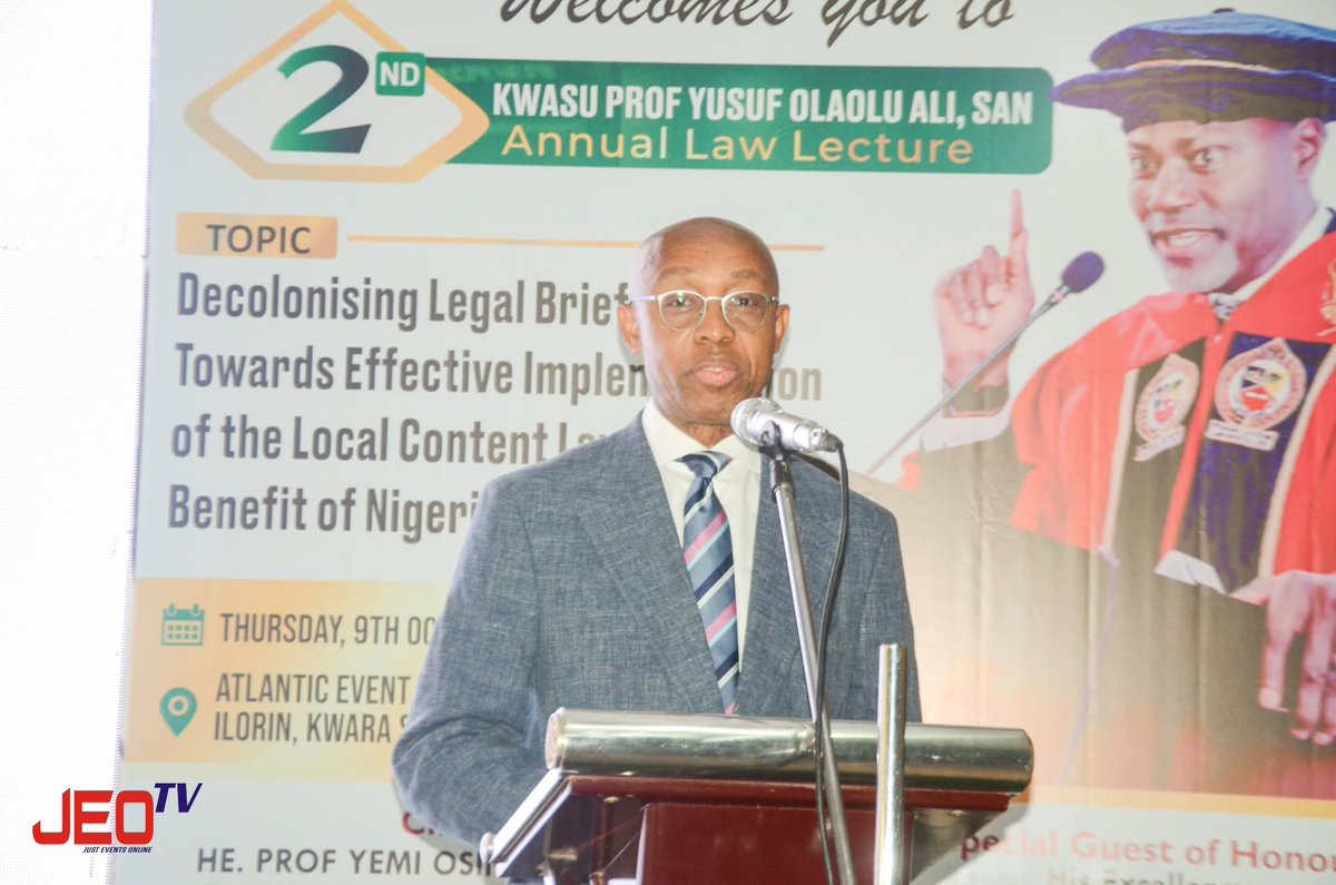 The Guest Lecturer, prof. Chidi Anselm Odinkalu at the 2nd Kwasu Prof Yusuf Olaolu Ali, SAN Annual Law Lecture organised by Faculty of Law, KWASU 

Topic: Decolonising Legal Briefs Towards Effective Implementation of the Local Content Law for the benefit of Nigerian Lawyers.