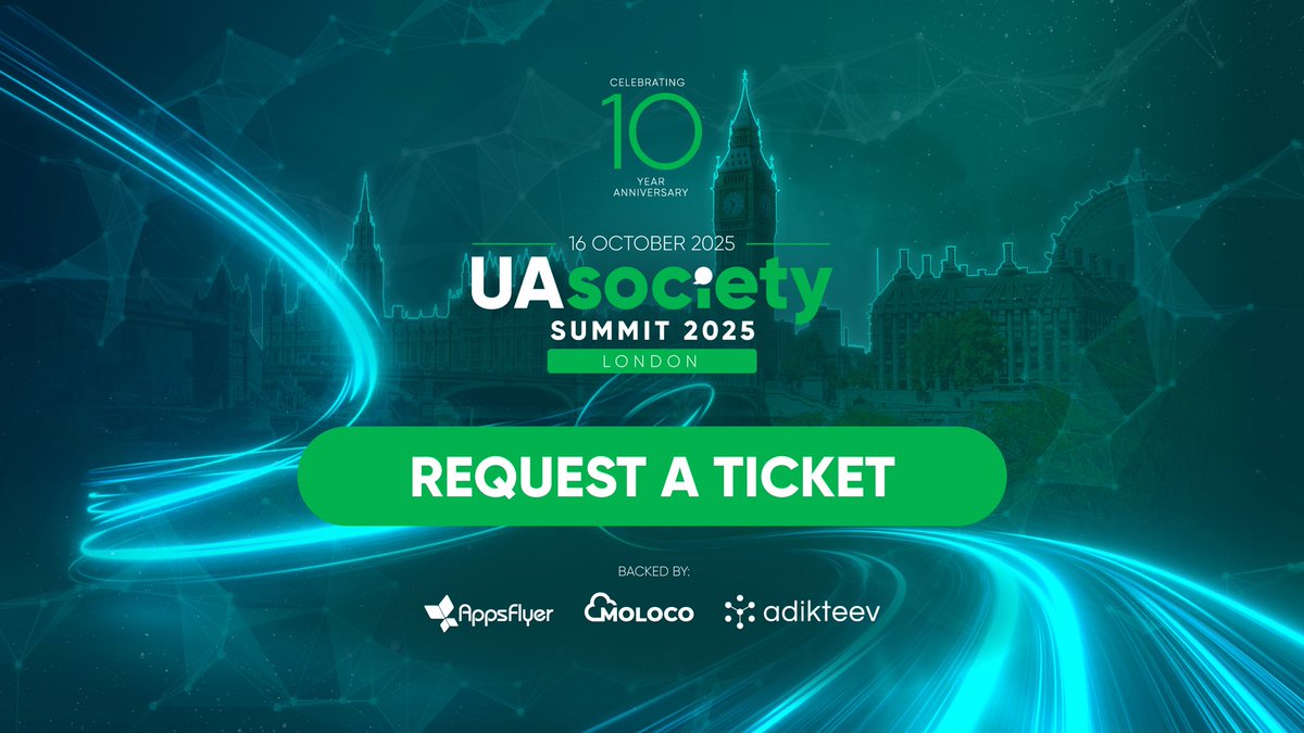 🚨 UA Society Summit is just 1 week away!
⚡ Be quick — the final tickets won’t last long!
Next Thursday, the brightest minds in mobile apps &amp; games gather in London 🇬🇧 — celebrating 10 years of UA Society 🎉
🎟️ Last tickets available – going fast! 👉 uasociety.com/summit