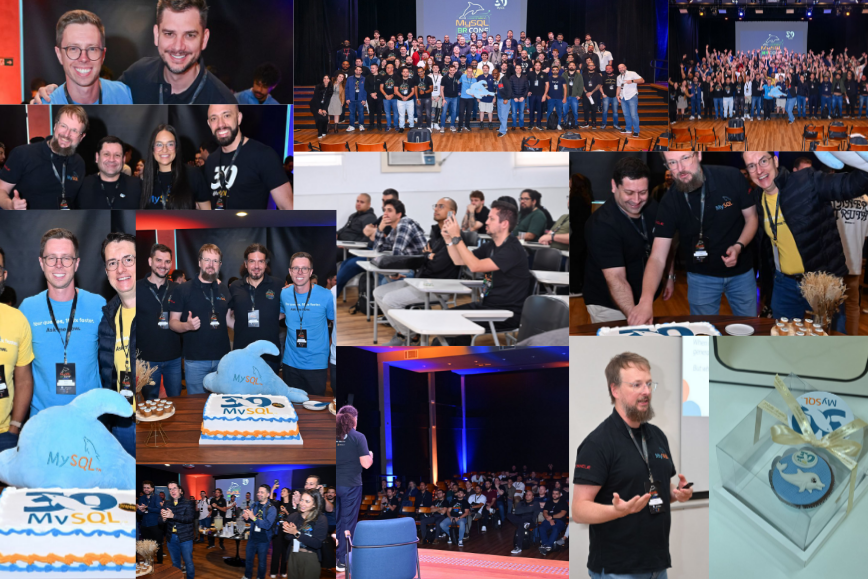 mysql_community's tweet image. Highlights from last week's MySQL BR Conf 2025: over 150 tickets sold, 90+ companies presented, 15 speakers, 6 hours of content! And of course MySQL 30Y Celebration!
Photo gallery: social.ora.cl/6015AsGnf
Next year w/ 10th anniversary of the MySQL BR Community!
#MySQLCommunity