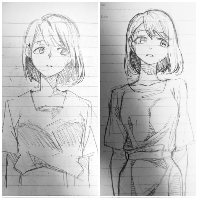 断捨離途中にみつけた昔と絵を描き直したもの 