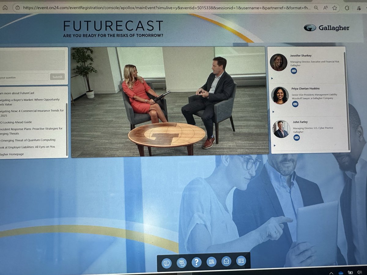 Check out the latest <a href="/GallagherGlobal/">Gallagher</a> FutureCast recording now avail on demand #cyberai #quantumcomputing #DandO 
👉 event.on24.com/wcc/r/5015338/…