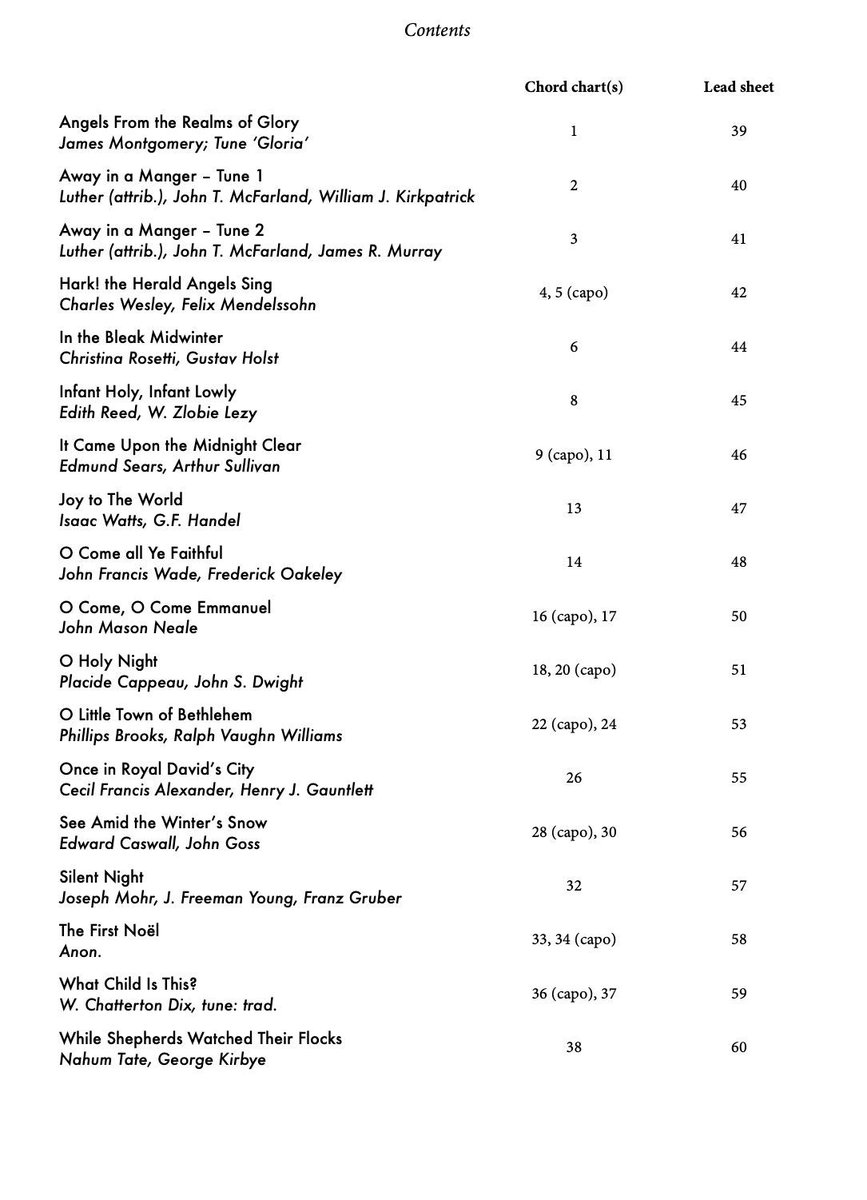 This is the COMPLETE list of carols arranged especially for guitar-playing worship leaders, published this year in conjunction with OlivePress Music, with your (crowd-funded) support! Please check it out and pledge now:  kickstarter.com/projects/benda…