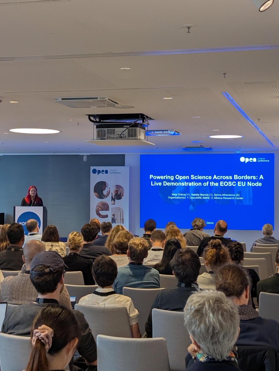 OpenAIRE_eu's tweet image. Happening now! 

Maja Dolinar presents a live demo of the #EOSCEUNode at the Open Science Conference. 

Demonstrating how it powers cross-border #OpenScience with FAIR data, compute tools &amp;amp; #AI services.

Learn more about the Node at open-science-cloud.ec.europa.eu

#EOSC #OSC2025