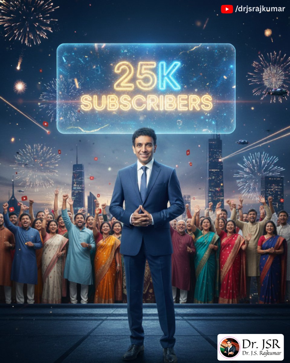DrJSROfficial's tweet image. YouTube- 25k Subscribers 

A Heartfelt Thank You

With immense gratitude and joy, I extend my heartfelt thanks to each and every one of you — my dear viewers and subscribers — for helping us cross our first milestone of 25,000+ subscribers on YouTube. This achievement belongs as…