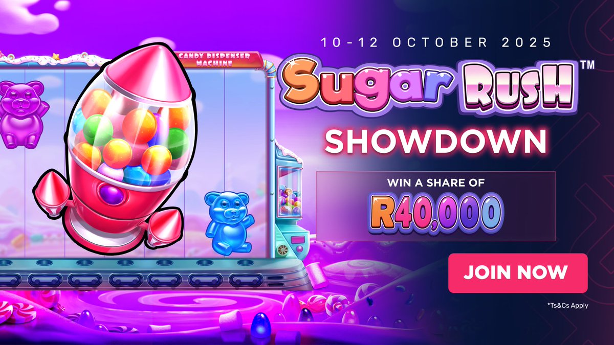 🏆 Pokerbet’s Little Bit of Casino History! 🏆

Our first-ever Casino Tournament is here — the Sugar Rush Showdown! 🍭

🎰 Spin Sugar Rush and climb the leaderboard for your share of R40,000 CASH!
📊 Points = High-Multiplier Wins
💰 Only the TOP 20 get paid
📅 10–12 OCT

Don’t