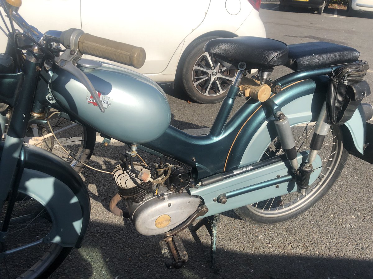 A rare spot this morning; a Dutch 1950s 2-speed 49cc Vesting with pillion seat &amp; quad rear shocks! The rear pair can be removed along with the pillion subframe (three bolts) for, according to the owner, when you don’t have “a large Dutch lady” to transport.
