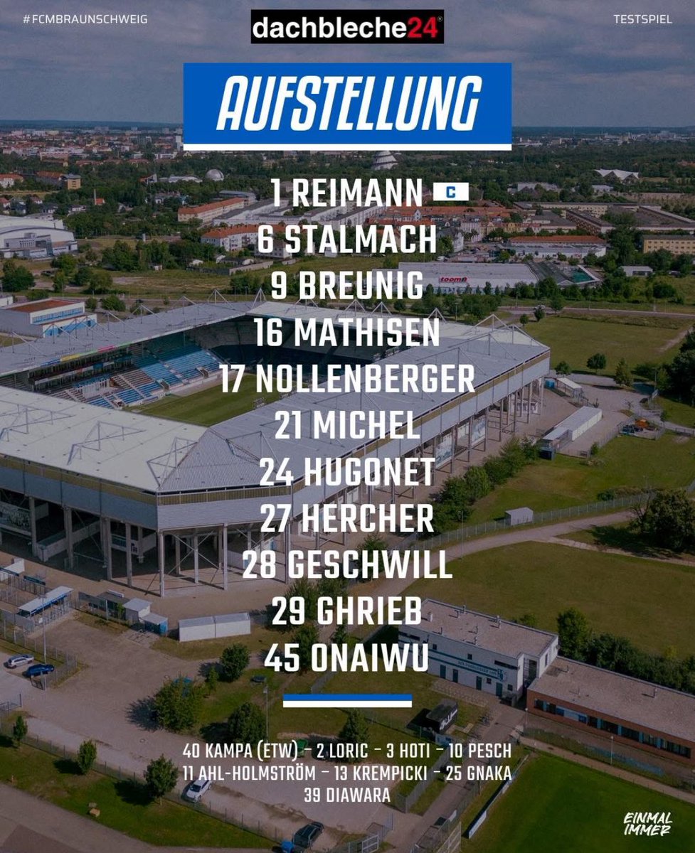 1fc_magdeburg's tweet photo. Mit dieser 𝙎𝙩𝙖𝙧𝙩-1️⃣1️⃣ gehen wir in das Testspiel gegen Braunschweig.
#FCMEBS #EINMALIMMER https://t.co/BYFk95uOqk