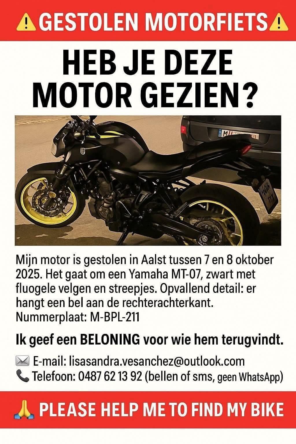 Gestolen Motorfiets