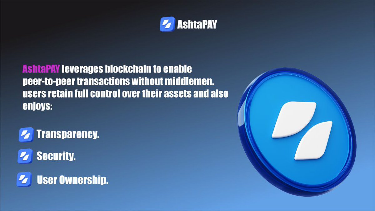 ashta_pay's tweet image. AshtaPAY puts you in control.
By leveraging blockchain, we eliminate middlemen and give users the ability to transact securely and transparently. 🌍
What you get:
Transparency
Security
True ownership of your assets
Payments redefined.