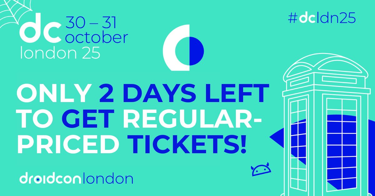 droidconLondon's tweet image. 🚨⏰Only 2 days left to SAVE big! 🚨⏰
London is calling, & so is the #AndroidCommunity! 🇬🇧 #dcldn25 isn’t just a conference — it’s 2 days of #code, connection, & career-defining insight. Google 1:1's, top #Android talks, roundtable discussions, this is where #AndroidDevs come…