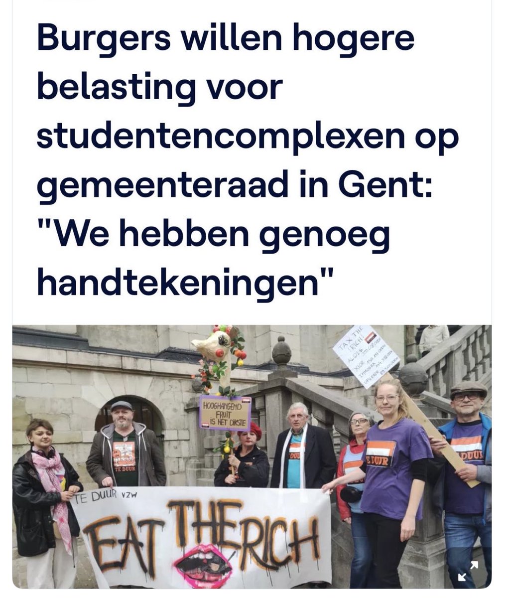 In de slogan van deze Gentse “burgers” mankeert duidelijk het woord “dom” zodat het leest als “Eat the richdom”