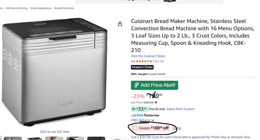 D26585421D's tweet image. 50% OFF &amp;amp; will sell out!

Amazon has the Cuisinart CBK-210 Convection Bread Maker for $99.95 when you clip the coupon (Reg $199+).

Lowest price EVER! 🥖

amzn.to/42zHa9b
ad

#AmazonDeals #Cuisinart #BreadMaker #KitchenFinds #Clearance
