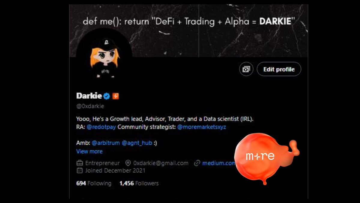 0xdarkie's tweet image. gm CT, new badge who dis? 

could it be @moremarketsxyz ?👀