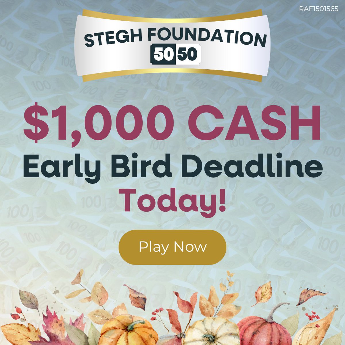 🚨 Early Bird Alert! 🚨
Your first chance to win $1,000 CASH is Thursday, Oct. 9 in the #STEGHFoundation5050 🎟️
Every ticket also enters you in the Grand Prize Jackpot + 2 more Early Bird draws!

🎟️ Get tickets: ow.ly/90sQ50X6q31
#STEGHFoundation5050 #STEGHFoundation #STEGH