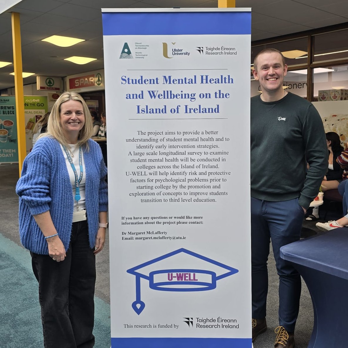 The U-WELL team are on the Coleraine campus <a href="/UlsterUni/">Ulster University</a>  today promoting the student mental health and wellbeing survey. <a href="/drelainemurray/">Elaine Murray</a> <a href="/jamessween26837/">jamessweeney171</a> <a href="/LouiseMcB_lyit/">Louise McBride - Be Kind 💚💛</a> <a href="/McLaffertyMT/">Dr Margaret McLafferty</a> <a href="/psychpopgirl/">Sarah Hughes</a> <a href="/lauramcgrogan12/">laura mcgrogan</a>