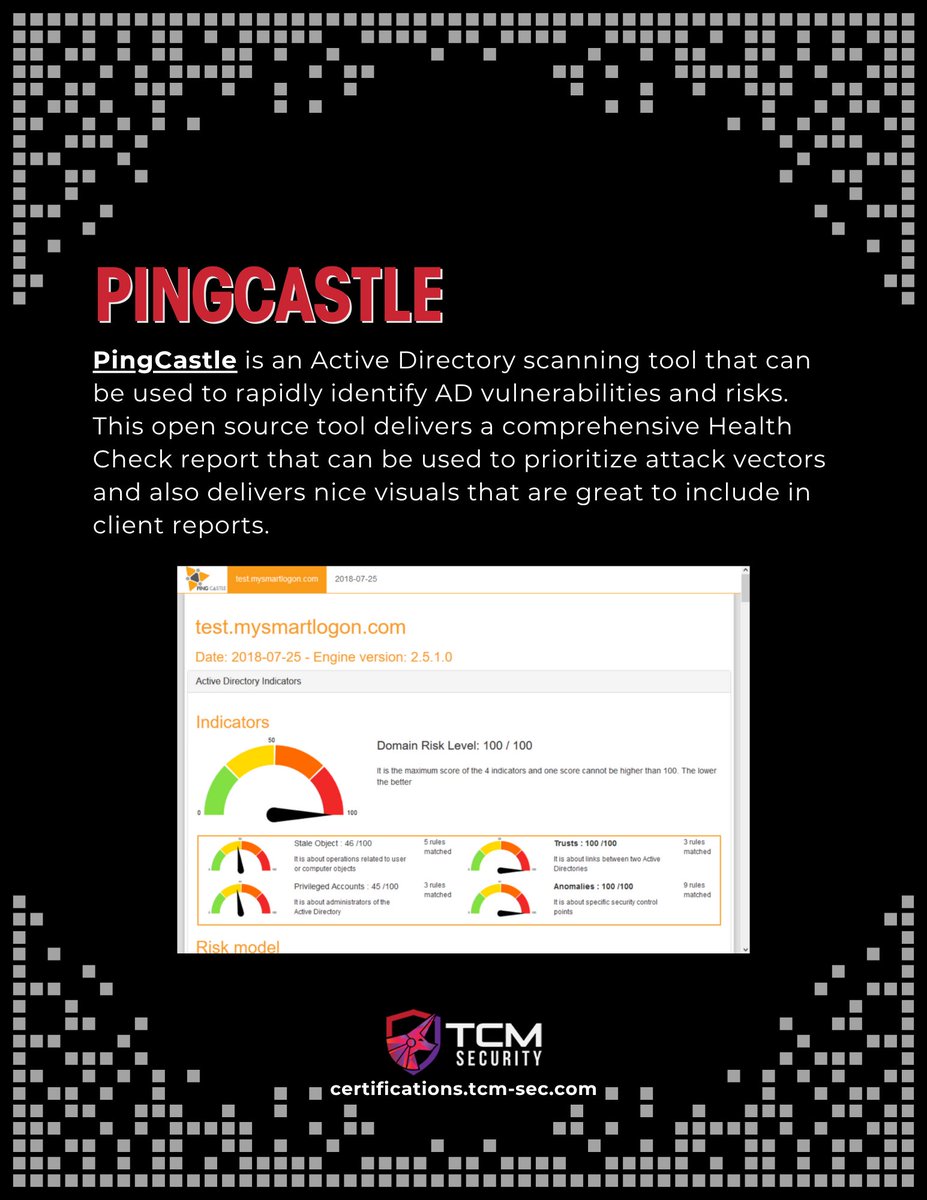 TCMSecurity's tweet image. Most Fortune 500 organizations rely on Active Directory, and that means AD security knowledge is a must for any serious security professional. Whether you’re offensive or defensive, understanding AD improves your ability to find and fix real-world risks.

To help, here are 5…
