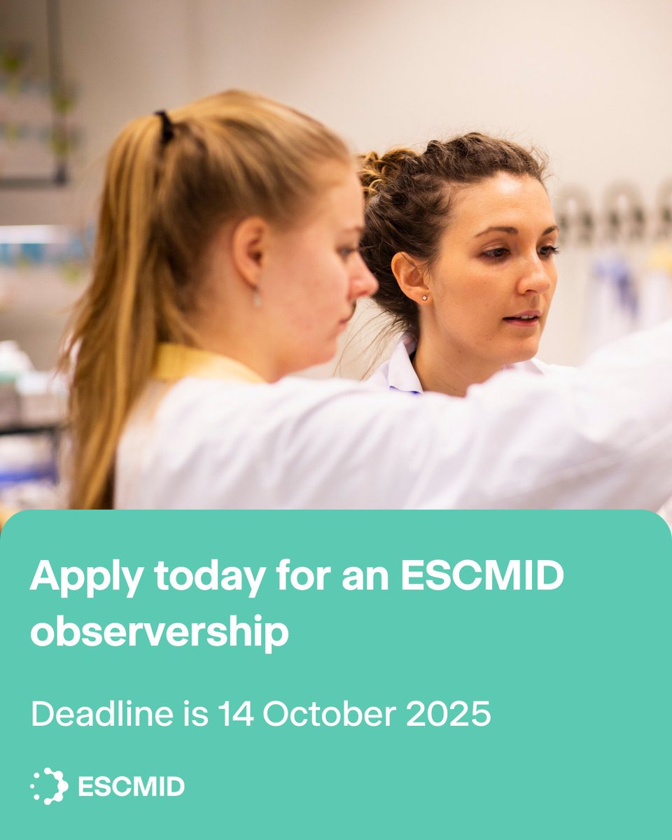 ESCMID's tweet photo. ⏳ There are only a few days left to apply for an ESCMID observership! 
50 young scientists will be awarded up to 2K EUR to travel to one of the over 100 collaborative centres! Learn more &amp; apply before next Tuesday, 14 October: https://t.co/oVbTeZOYb2 https://t.co/hvqB6bGE2R