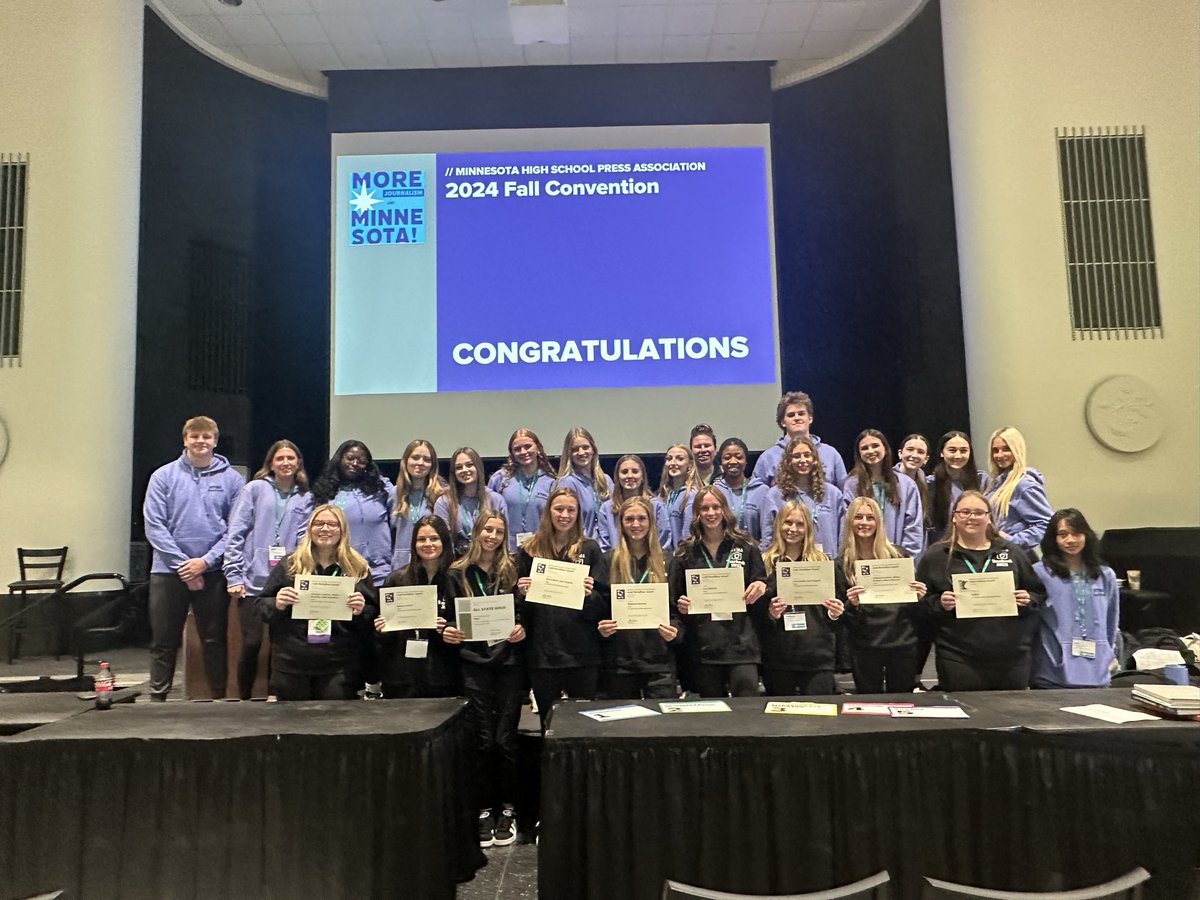 STMASUPT's tweet image. Congratulations, Valor Yearbook Staff! 

The Valor Yearbook team earned their fourth consecutive All-State Gold Medallion Award from the Journalism Educators of Minnesota!  We’re so proud of your creativity, teamwork, and excellence! 
#knigtspride #WeAreSTMA