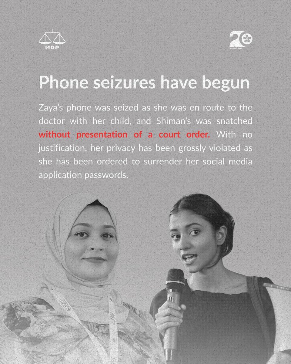 Following their participation in October 3 protests, the government has attempted to intimidate two women by confiscating their phones, and opening criminal investigations.

No right to privacy, no due process, no justice or fairness. Only vindictive punishment for daring to defy