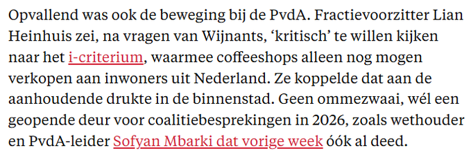 PvdA herhaalt dat ze best een buitenlanderverbod willen #Amsterdam #cannabis
Terwijl dat aantoonbaar averechts werkt en slechts tot straathandel leidt!

Alle alarmen moeten gaan rinkelen! 🚨
Hoog tijd ze aan deze geslaagde moties te herinneren: nieuw-west.notubiz.nl/document/11537…