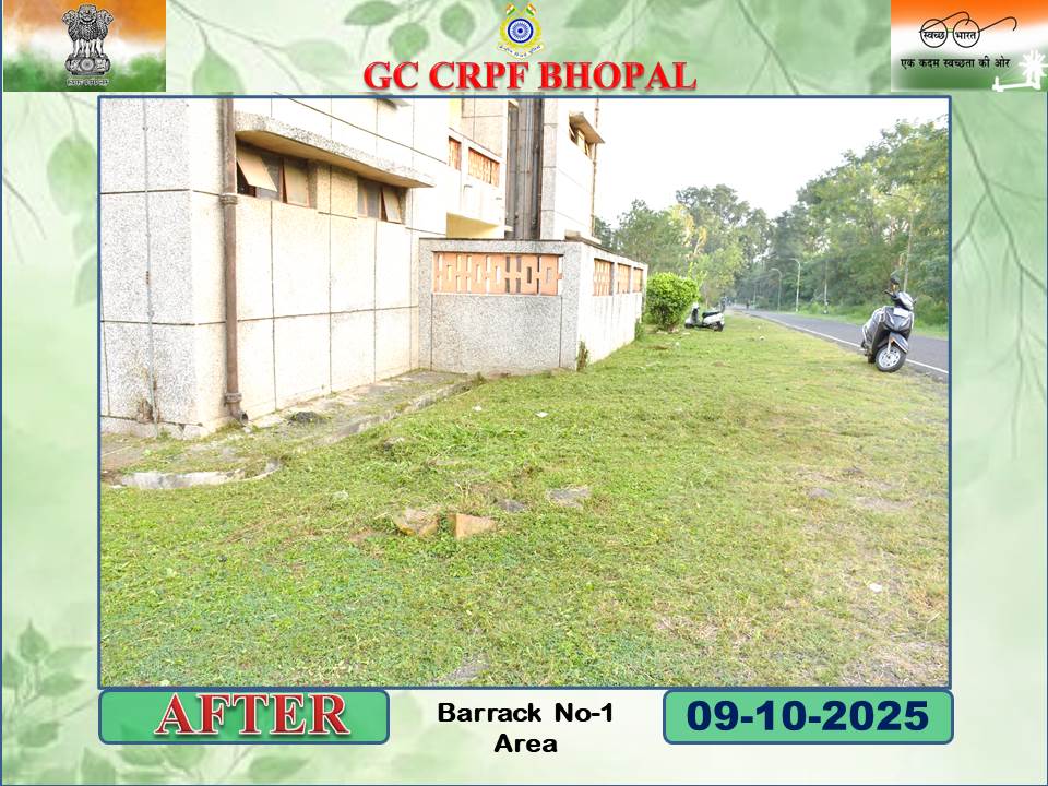 As part of #SpecialCampaign5.0, a campus wide cleanliness drive is underway from 9th Oct 2025. Focus area: Area near to Barrack No.-1 Let’s keep our surroundings clean.
<a href="/crpfindia/">🇮🇳CRPF🇮🇳</a>
<a href="/HMOIndia/">गृहमंत्री कार्यालय, HMO India</a>
<a href="/PIBHomeAffairs/">PIB - Ministry of Home Affairs</a>
<a href="/PMOIndia/">PMO India</a>
<a href="/DARPG_GoI/">DARPG 🇮🇳</a>