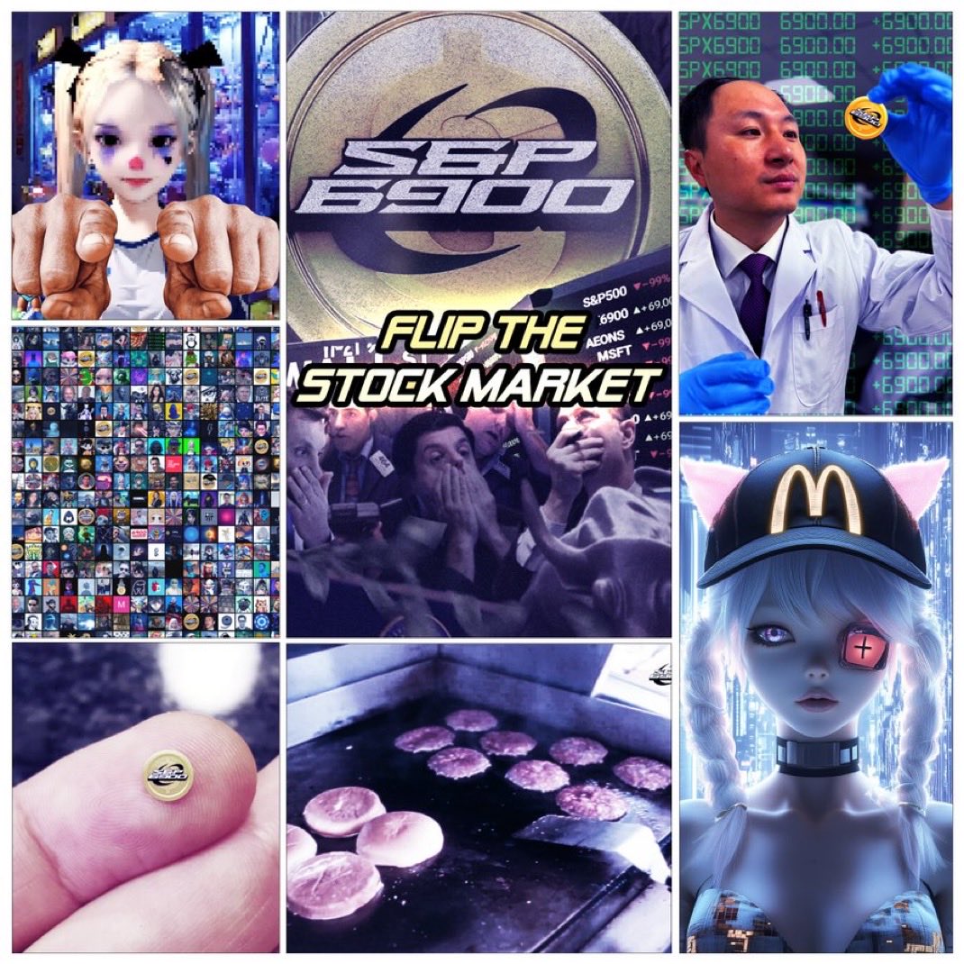 SPX6900 meme collage featuring stock market elements and anime-inspired characters