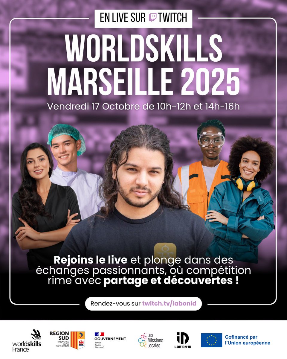 🔴 [Live Twitch : WorldSkills 2025] 🎥

🚀 Ce vendredi 17 octobre, viens vibrer avec nous lors du live spécial Worldskills 2025 sur Twitch avec labonid !

🔥 Moments épiques au rendez-vous !
👉 twitch.tv/labonid

#WorldSkills2025 #TwitchLive #MissionsLocales2025