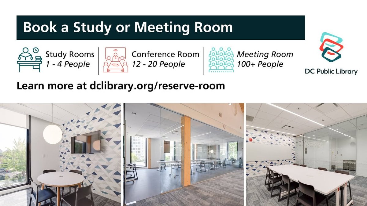 dcpl's tweet image. 🖥️ Need a quiet spot to work or study?  Reserve a meeting or study room at DC Public Library today! Spaces also available for private events at MLK Library. bit.ly/3K5srJM