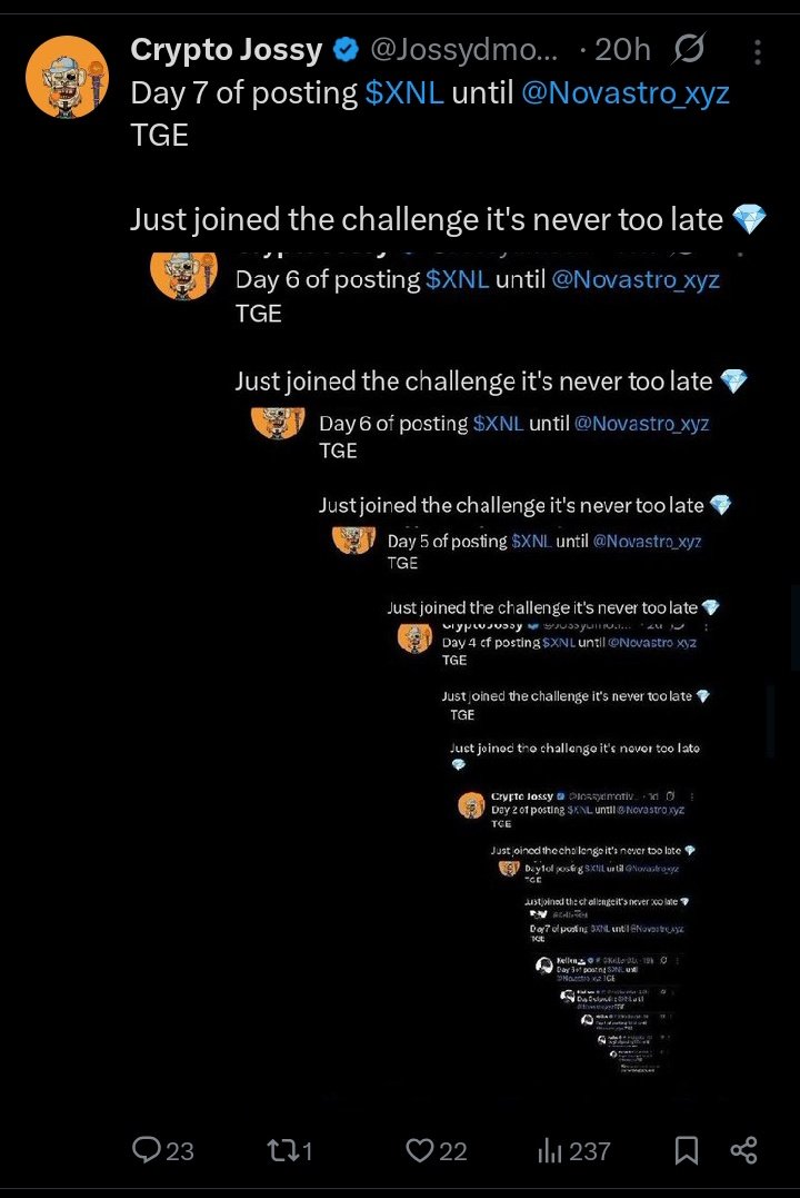 Day 8 of posting $XNL until <a href="/Novastro_xyz/">Novastro | RWAfi</a> TGE

Just joined the challenge it's never too late 💎