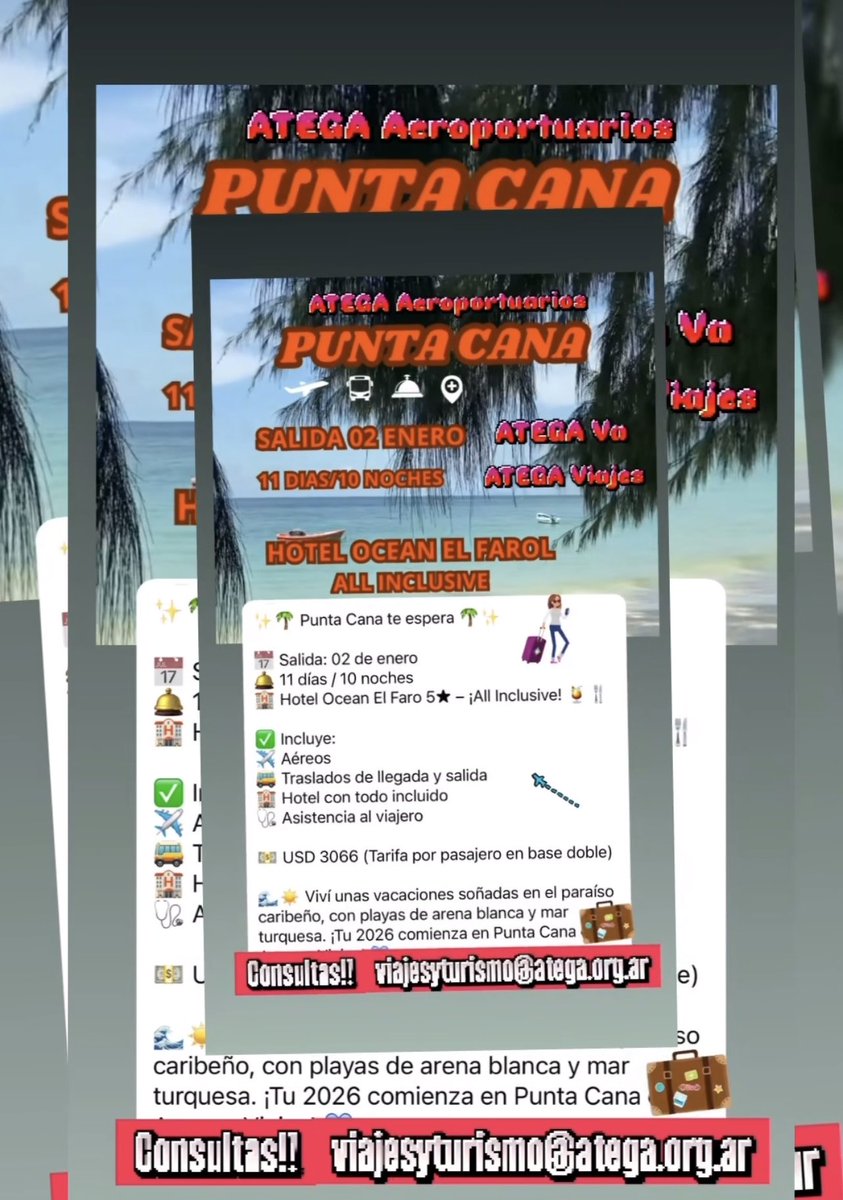 ‼️ATEGA Viajes y Turismo‼️
‼️Todos los destinos‼️
‼️Tu Viaje es HOY‼️
‼️Consulta Tarifas‼️
#AtegaViajes
#AtegaVa
#ModoAtega
#AtegaAeroportuarios

✈️🚌🚲🏍️🚙⛴️🚁⏳💵 🏨😁🧳🏄🏿‍♂️⛷️🏖️🏔️

‼️Sabemos de Aeropuertos‼️
‼️Sabemos de Viajes‼️

👉viajesyturismo@atega.org.ar  
🛫🫶✈️