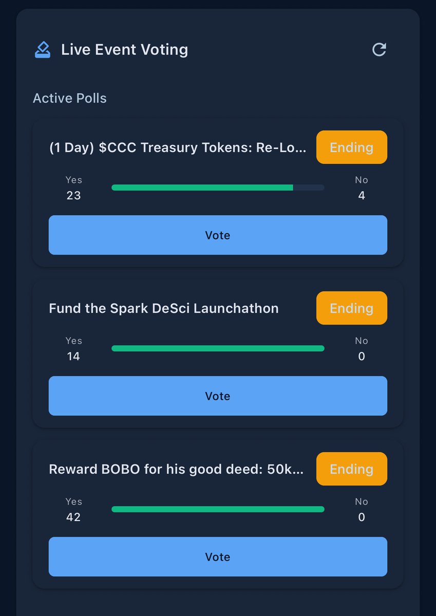 IslandDAO live event voting polls screenshot part 1
