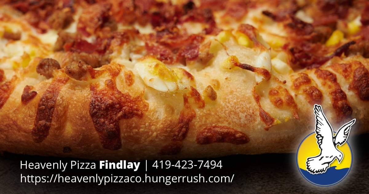 HeavenlyFindlay's tweet photo. October is “National Sausage Month,” and today is Sausage Pizza Day! Add sausage as a topping to a cheese pizza, or try our AJ’s 6-Item Supreme, Meat Lover’s, Deluxe, and AJ’s Breakfast Pizza (shown) at Heavenly Pizza in Findlay. Check out the menu at https://t.co/mpuUXNobRU. https://t.co/4RRdPSX1GE