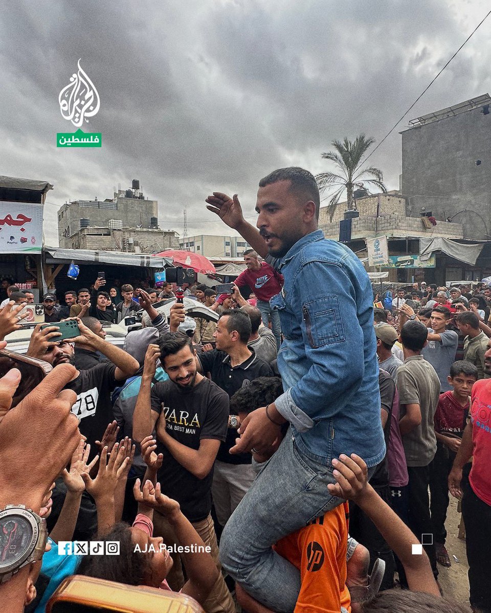 مشاهد الفرح تتواصل في قطاع #غزة عقب إعلان اتفاق وقف إطلاق النار بعد عامين من حرب الإبادة