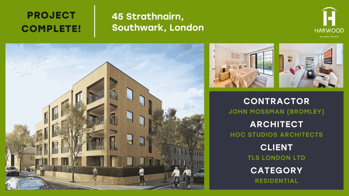HarwoodBC's tweet image. Project complete at 45 Strathnairn Street, Southwark – a 4-storey development delivering 9 modern apartments. Proud to have supported TLS London Ltd & Hoc Studio Architects in achieving full #buildingcontrol approval.
See more projects here: harwood.uk.com/projects/