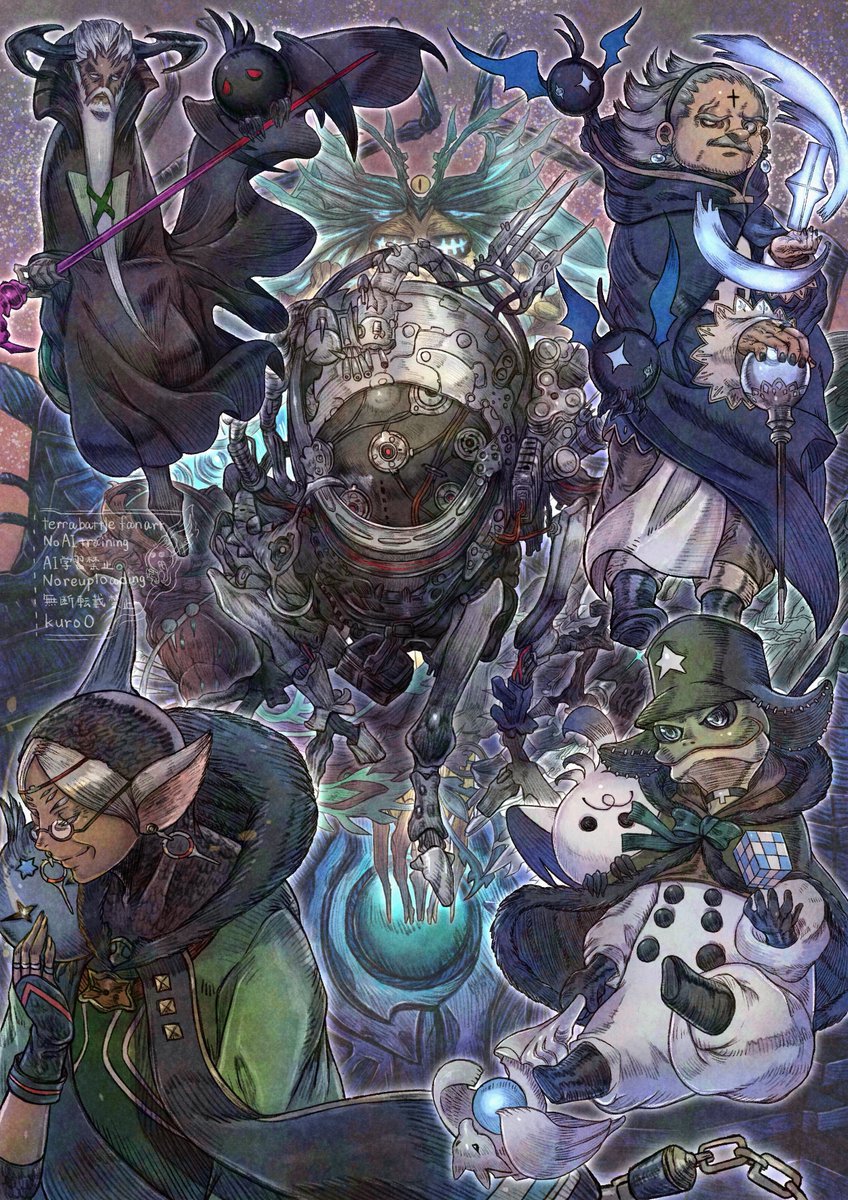 kuro0rtdtera's tweet photo. テラバトル11周年おめでとう描いてた絵が一枚しか間に合わなかったので過去絵も一緒でおめでとうテラバトル色々な種族年齢入り乱れたキャラクターがとても素敵なので色々なキャラクターを描いている絵にしました!また個性豊かなキャラクター達に会いたいです https://t.co/ST28DIMscO