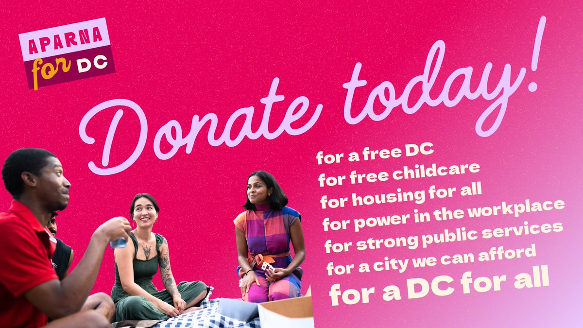 Tonight is our campaign’s first fundraising deadline, and we’re still $1,000 away from our goal.

Each dollar donated is another voter we can reach through (union-printed 🫡) canvassing literature, yard signs, stickers and more.

Donate up to $50: aparnafordc.com/donate