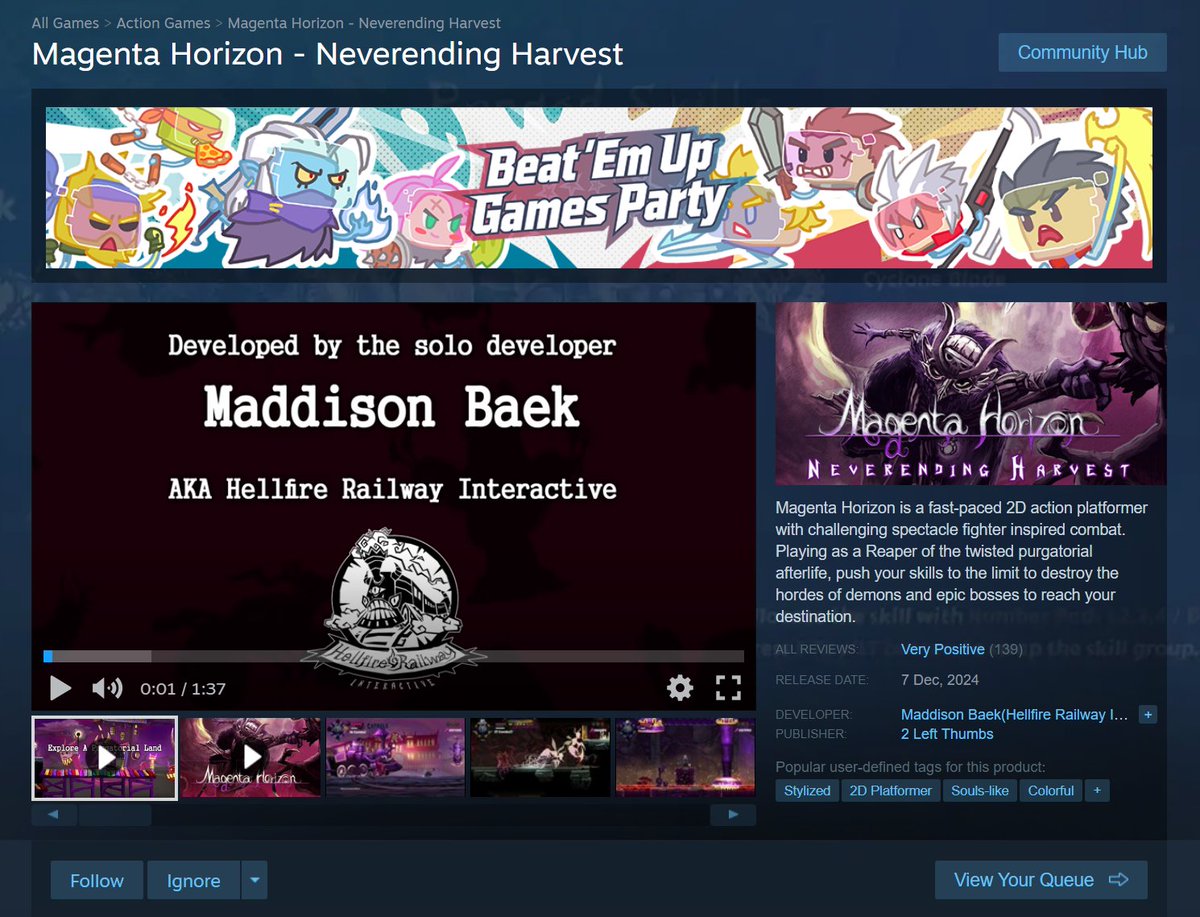 You thought the autumn sales would be the end, but actually... there's more. Beat'em Up Games Party event! 40% price cut just like before.