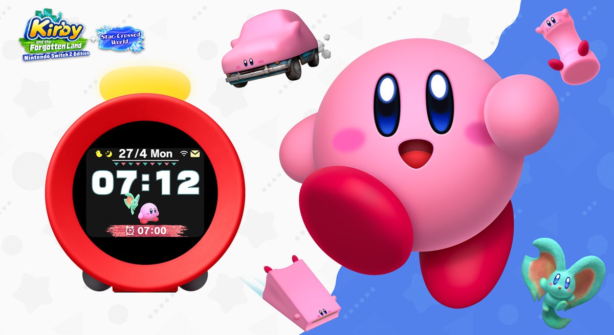 Acordem num misterioso mundo novo! O tema de #Kirby and the Forgotten Land para o Nintendo Sound Clock: #Alarmo já está disponível para download através de uma atualização gratuita.