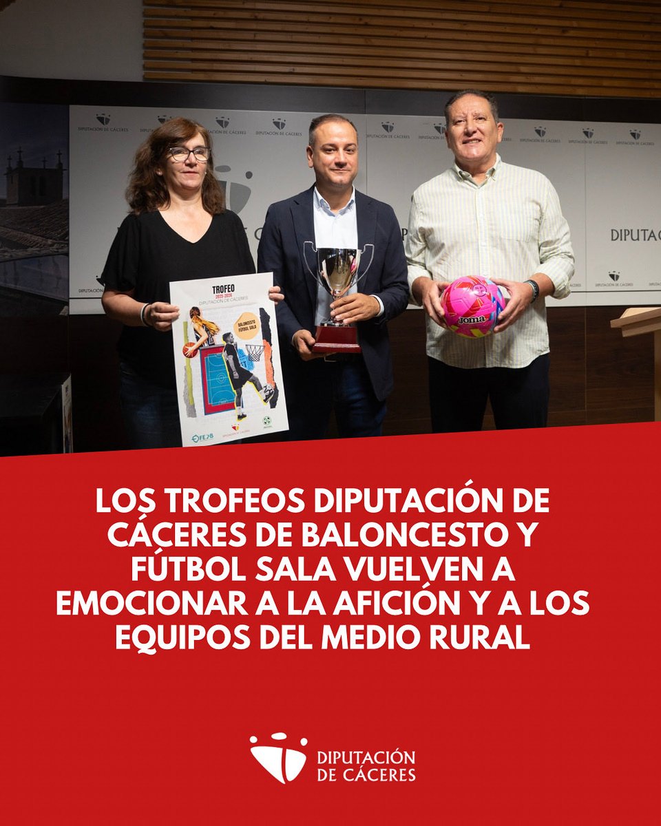 🏀⚽ Los Trofeos Diputación de Cáceres de Baloncesto y Fútbol Sala vuelven a emocionar al medio rural.

🤝 La Diputación de Cáceres, junto a las federaciones, sigue apostando por el deporte como motor de cohesión social y desarrollo rural.

➕info:  
dip-caceres.es/actualidad/not…
