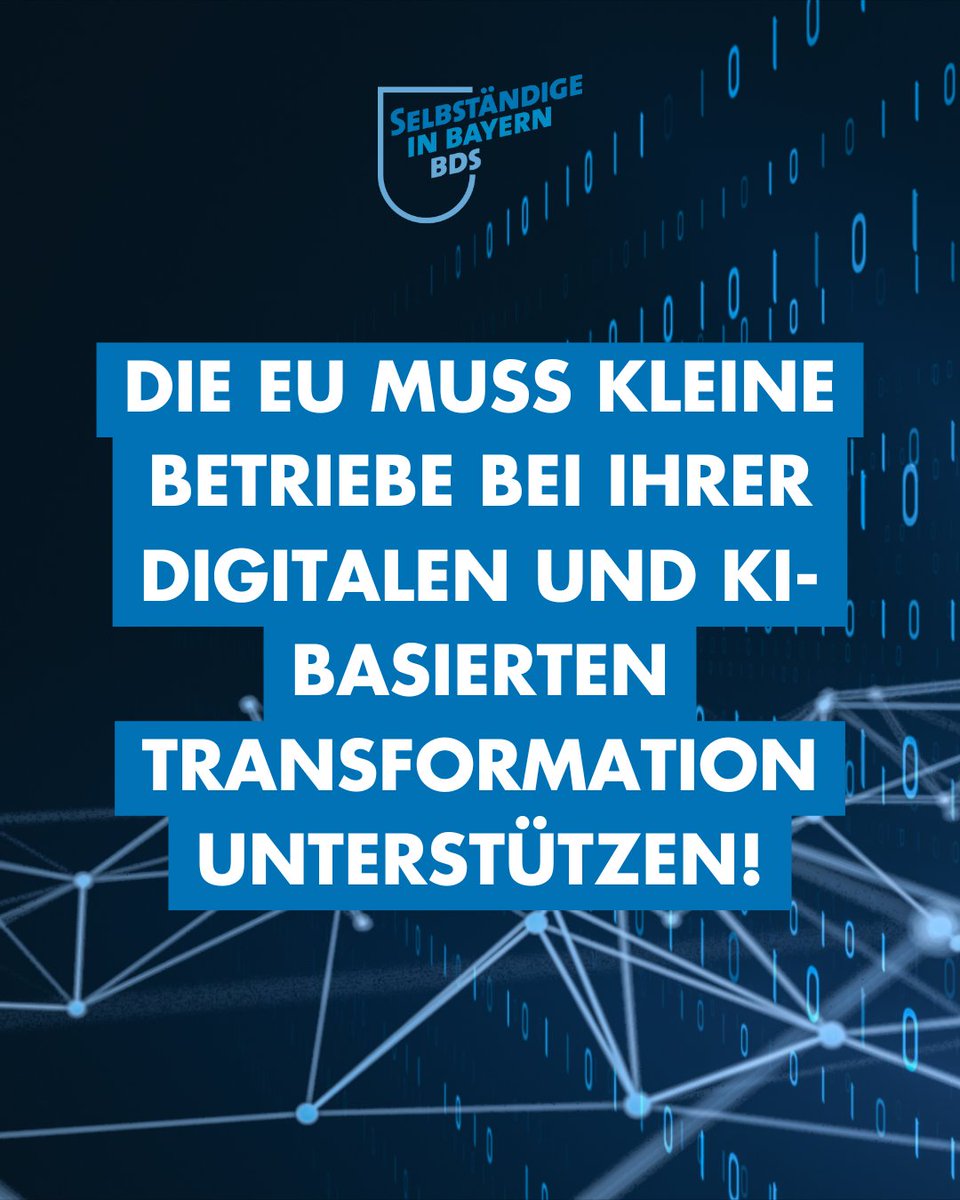 Der #Mittelstand, die kleinen und mittelgroßen Unternehmen haben auch eine Schlüsselrolle. Daher muss die #EU auch diese bei der #KI-Transformation gezielt fördern, damit sie uns nicht verloren gehen!
Mehr dazu: bit.ly/46HIx8a
#BDSBayern #Selbstständig