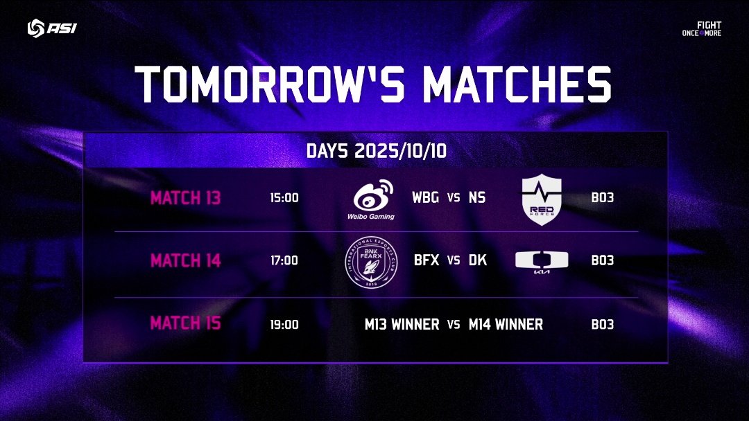 농심 ASI 녹아웃 스테이지 진출👏🏻
#NSWIN

10/10(금) 16:00(KST)- WBG vs NS