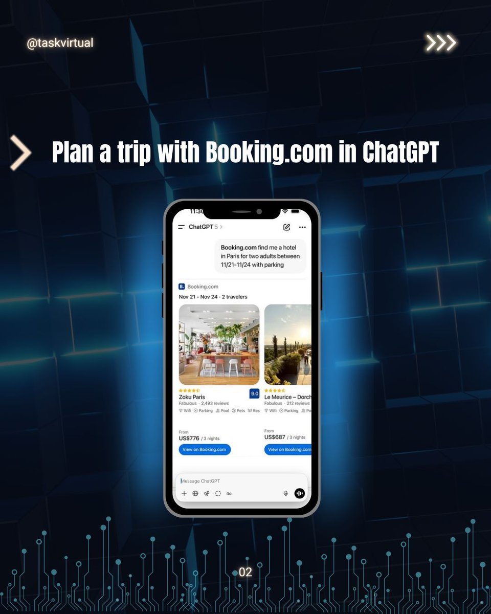 TaskVirtual's tweet image. 🚨 BIG NEWS: You can now chat with apps in ChatGPT!
Pair this with a Virtual Assistant from TaskVirtual, and you’ve got the ultimate productivity powerhouse.
Would you use this feature? 👀
#VirtualAssistant #BusinessGrowth #AI